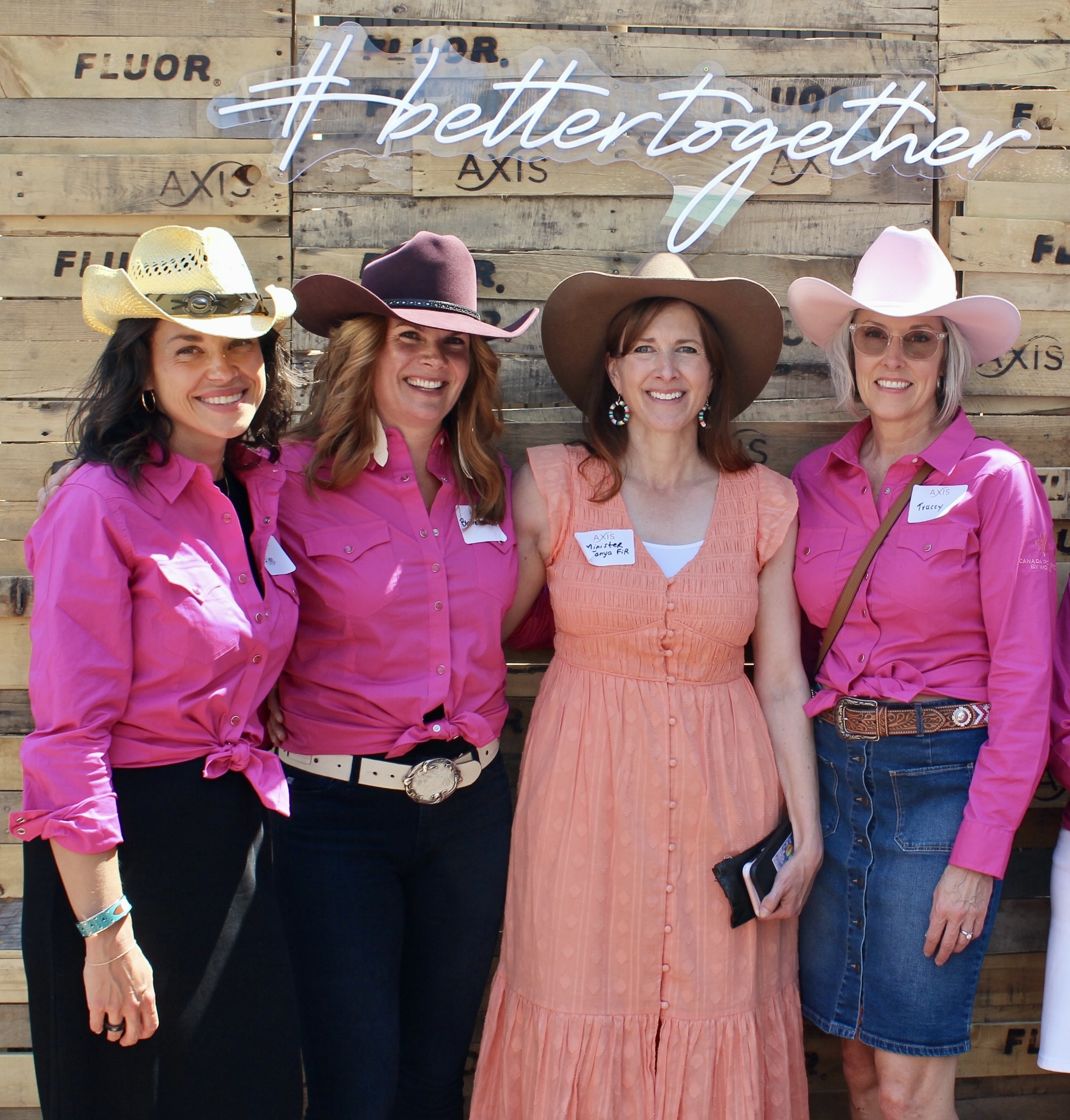 Jenn, Tracey, Lucy, Alma and Blaire with Tanya Fir, Alberta Minister of Arts, Culture and Status of Women at the Axis Connects Stampede event.  